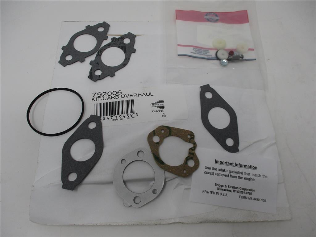 Genuine Briggs & Stratton 792006 Carburetor Rebuild Kit 696998 792007 697001 - Image 2