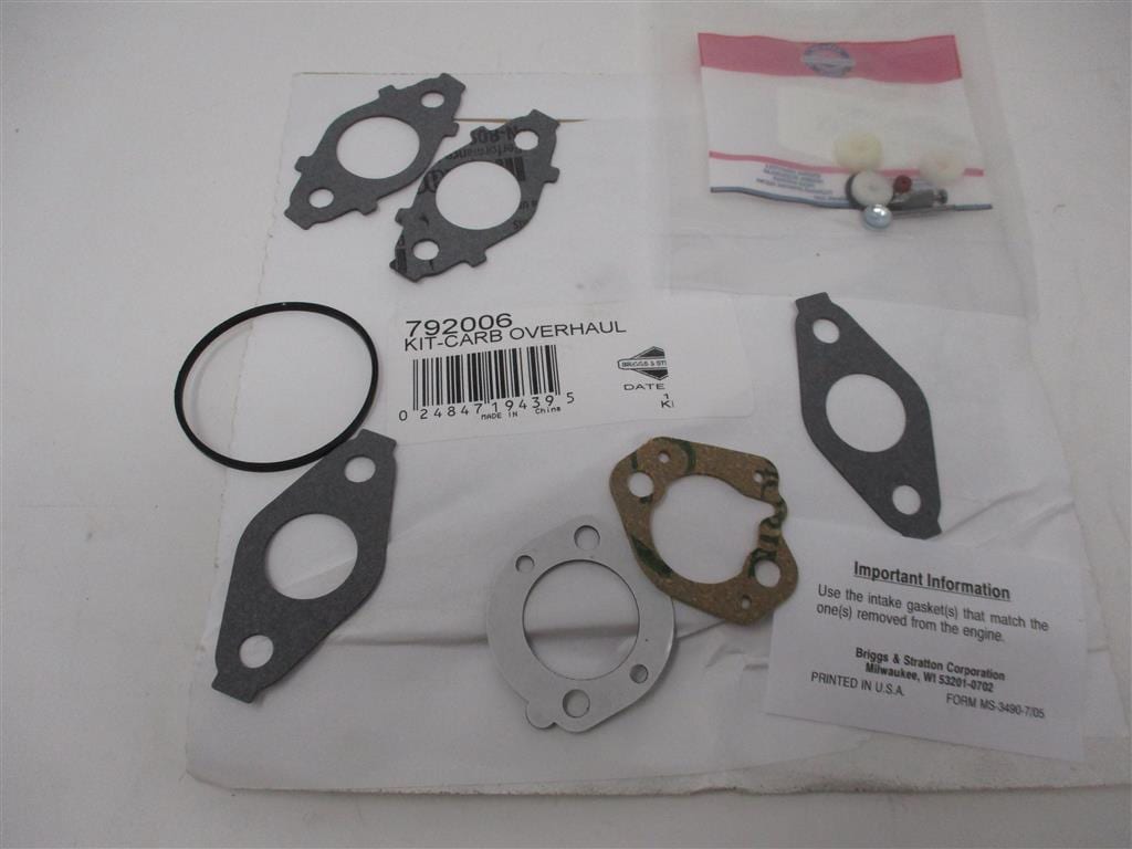 Genuine Briggs & Stratton 792006 Carburetor Rebuild Kit 696998 792007 697001