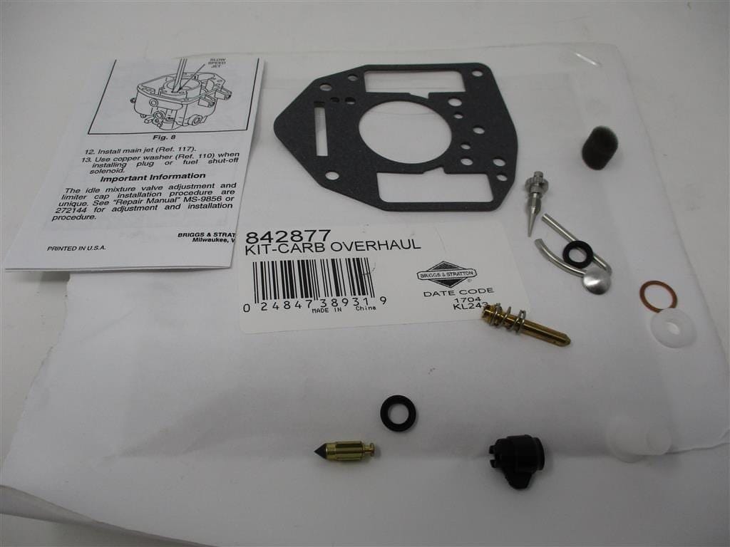 Genuine Briggs & Stratton 842877 Carburetor Overhaul Kit Rebuild 295342 295347