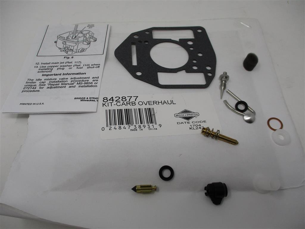 Genuine Briggs & Stratton 842877 Carburetor Overhaul Kit Rebuild 295342 295347