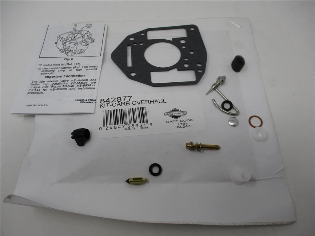 Genuine Briggs & Stratton 842877 Carburetor Overhaul Kit Rebuild 295342 295347 - Image 3