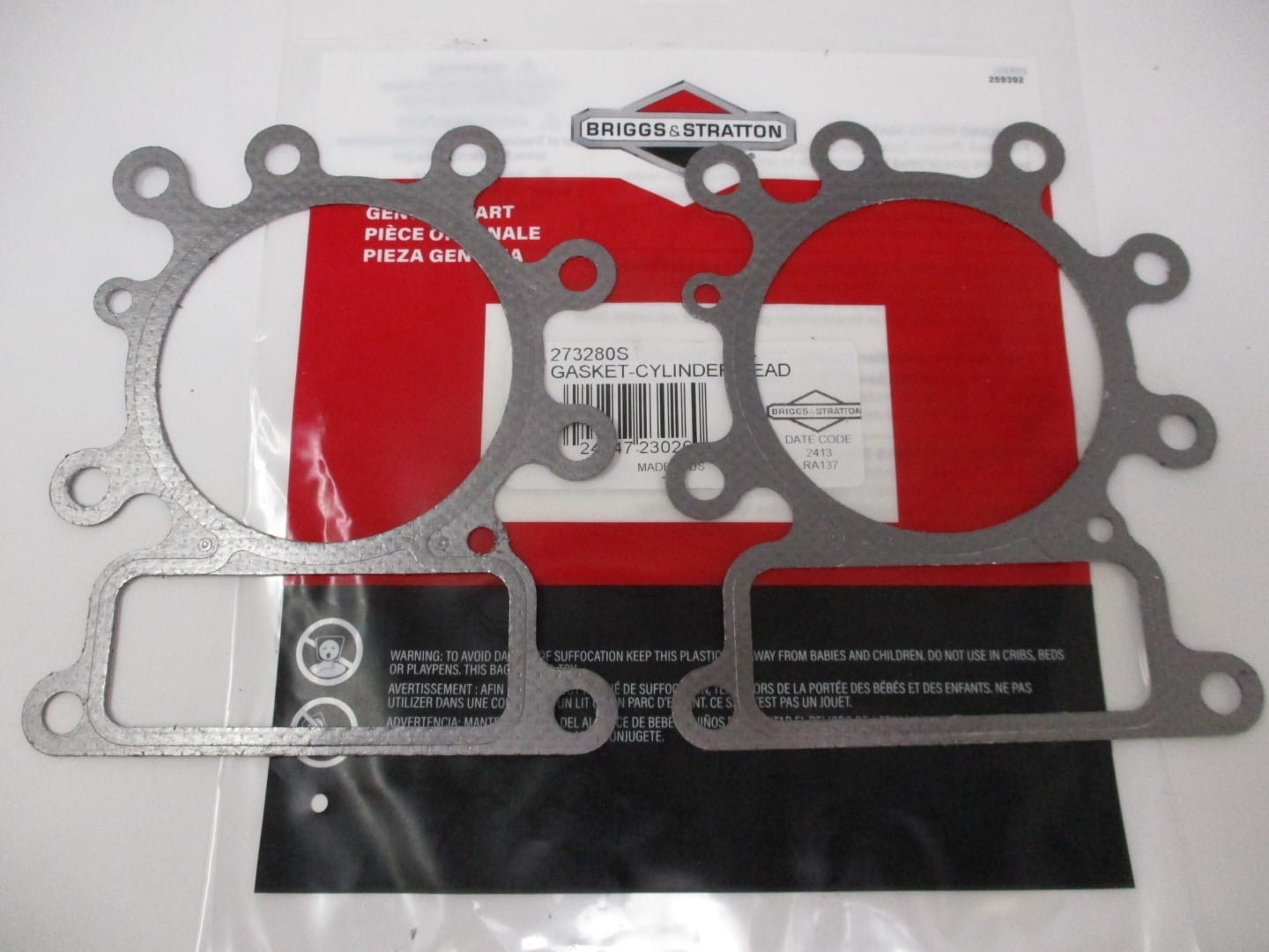 2 Genuine Briggs & Stratton 273280S Cylinder Head Gaskets Intek OHV  272614 273280 - Image 3