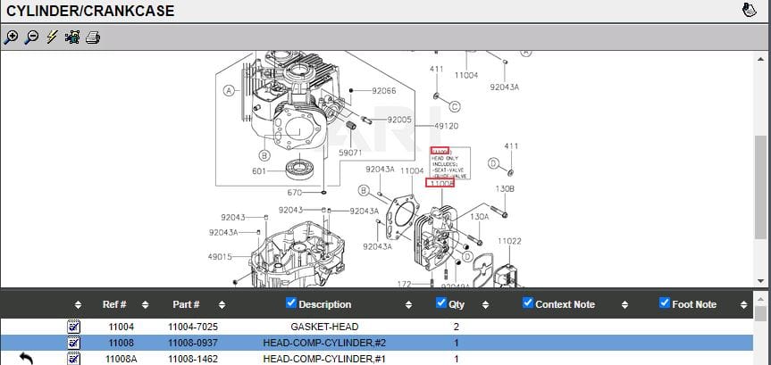 Genuine Kawasaki 11008-0937 Head #2 FX751V, FX801V FX850V 11008-0899 - Image 5
