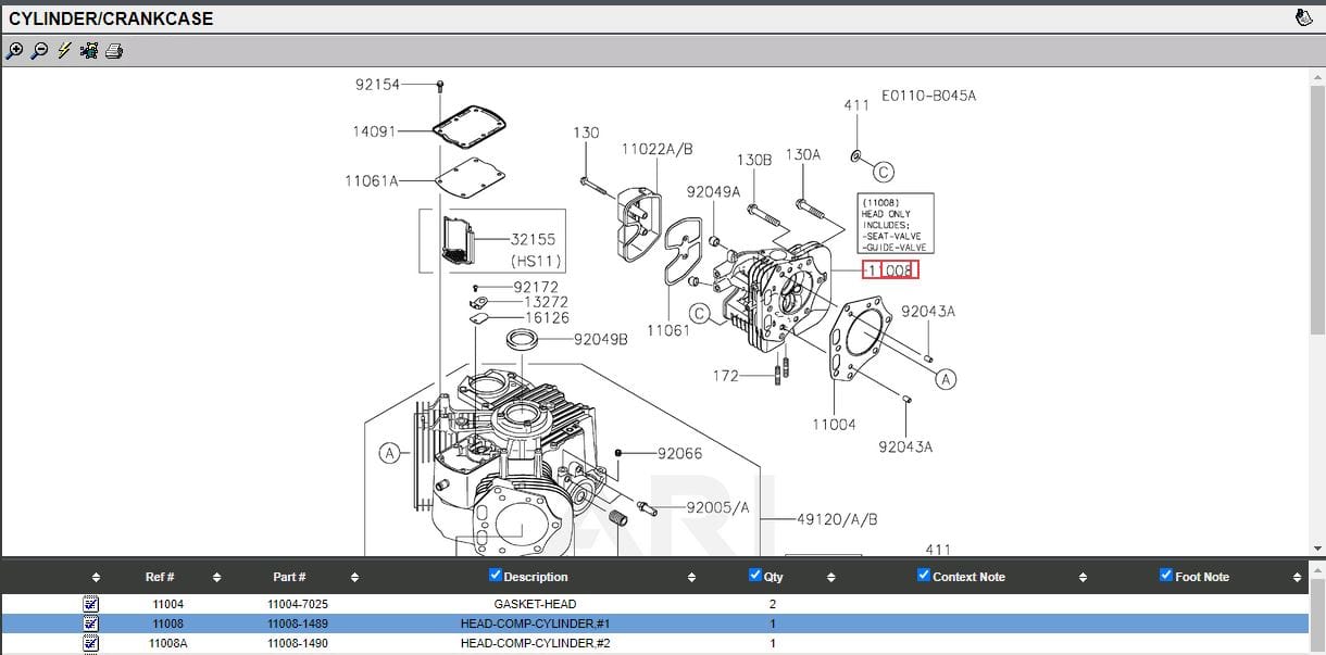 Genuine Kawasaki 11008-1489 #1 Head for FX801V FX850V FX751V 11008-7036 - Image 5