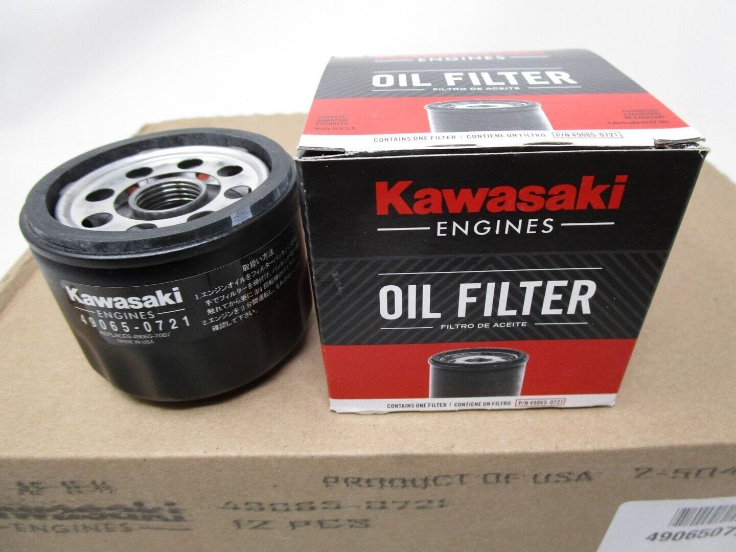 12 Case Genuine Kawasaki Oil Filters 49065-0721 John Deere Toro 107-7817 - Image 2