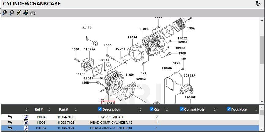 Genuine Kawasaki 11008-7023 #2 Engine Head 11008-7012 & Head Gasket 11004-7006 - Image 5