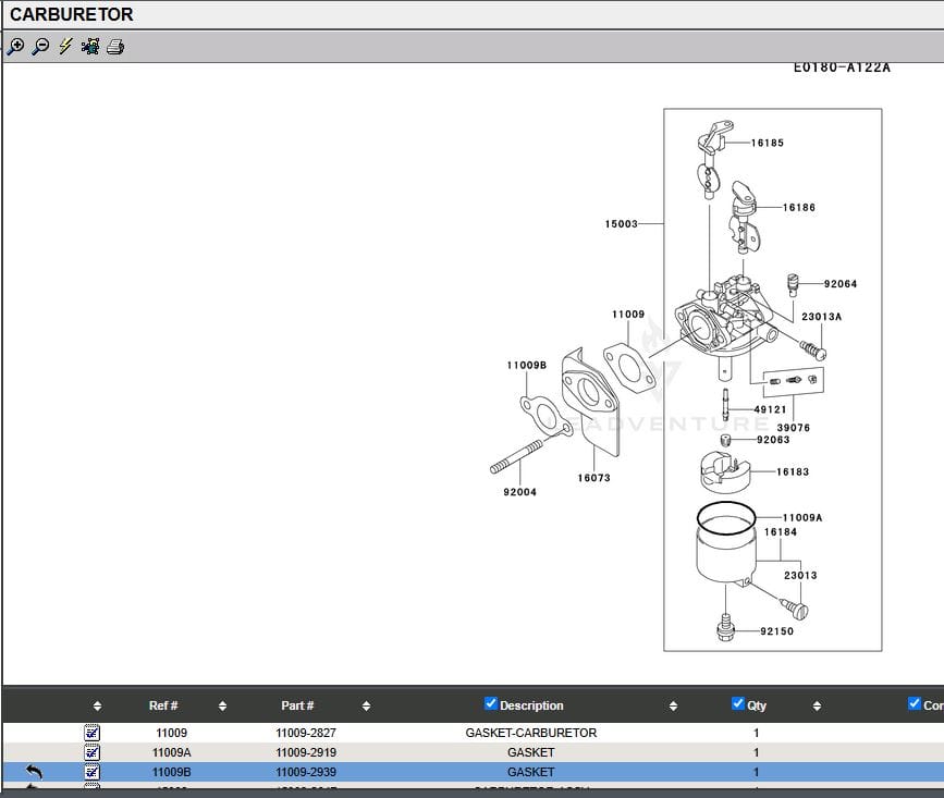 Genuine Kawasaki 11009-2939 Carburetor Insulator Gasket for FE290D FE350D FE400D - Image 2