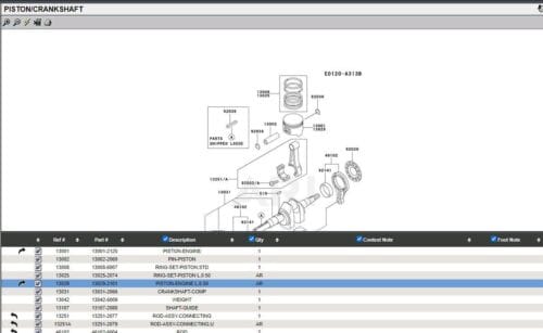 Genuine Kawasaki Piston 13029-0034, 13029-2101, OS 0.50 FD711D, FD750D, FE290D