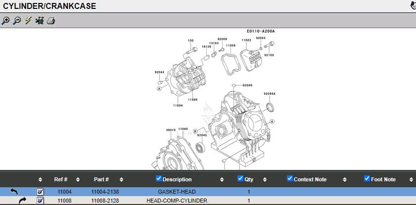 2 Genuine Kawasaki 11004-2138 Head Gaskets 11004-2102 11004-2105 FE290D - Image 4