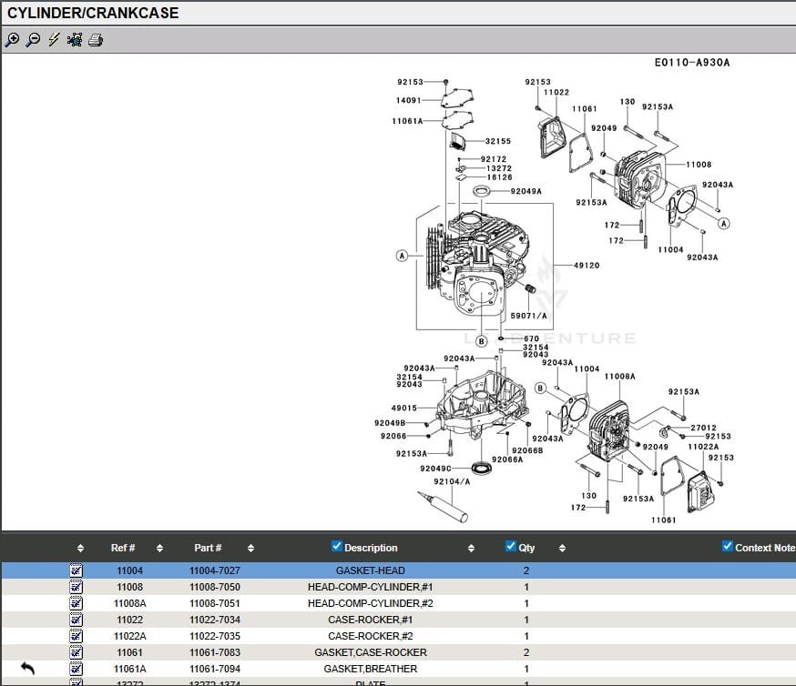 Genuine Kawasaki 11004-7027 Cylinder Head & 11061-1285 Rocker Cover Gasket FX600 - Image 4
