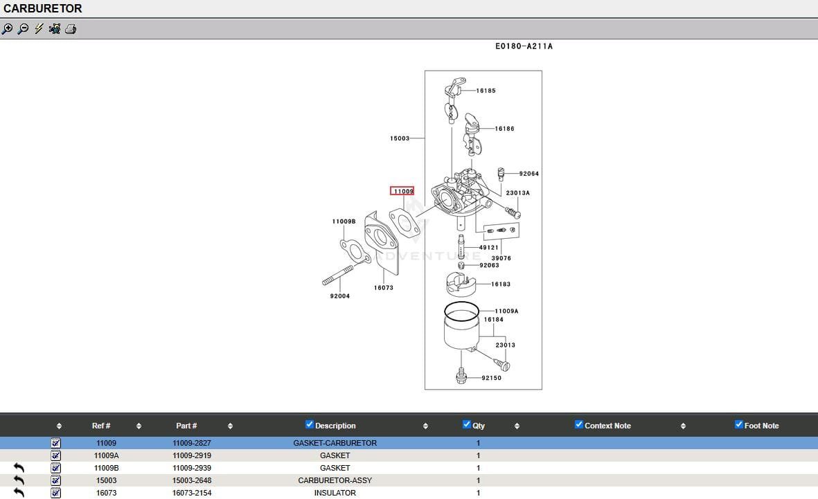 2 Genuine Kawasaki 11009-2827 Carburetor Gasket for FE290D FE350D FE400D FE290 - Image 4
