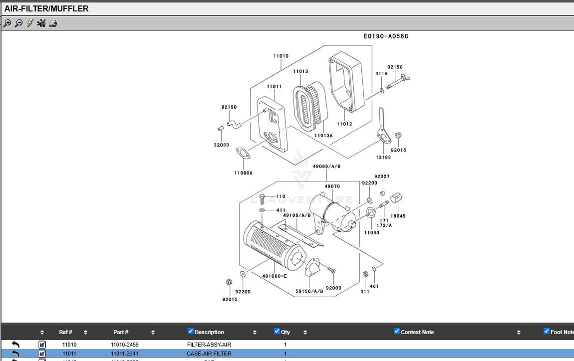 Genuine Kawasaki 11011-2241 Air Filter Back Case Complete FE120D - Image 8