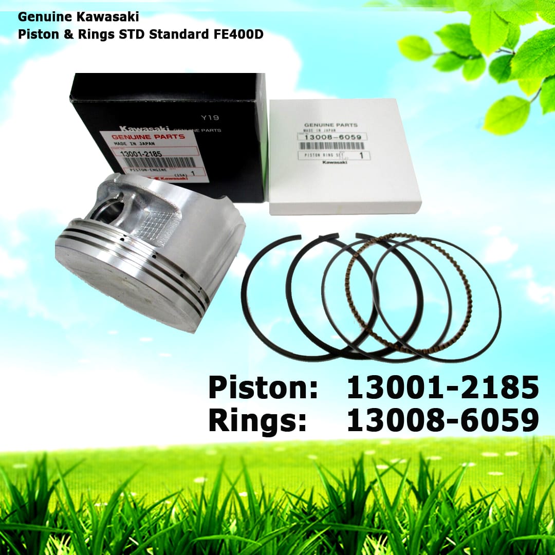 Genuine Kawasaki 13001-2185, 13008-6059 Piston & Rings STD Standard FE400D