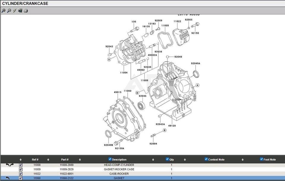 Genuine Kawasaki 11060-2122 Crankcase Gasket FE290D FE290 FE 11009-2830 - Image 4