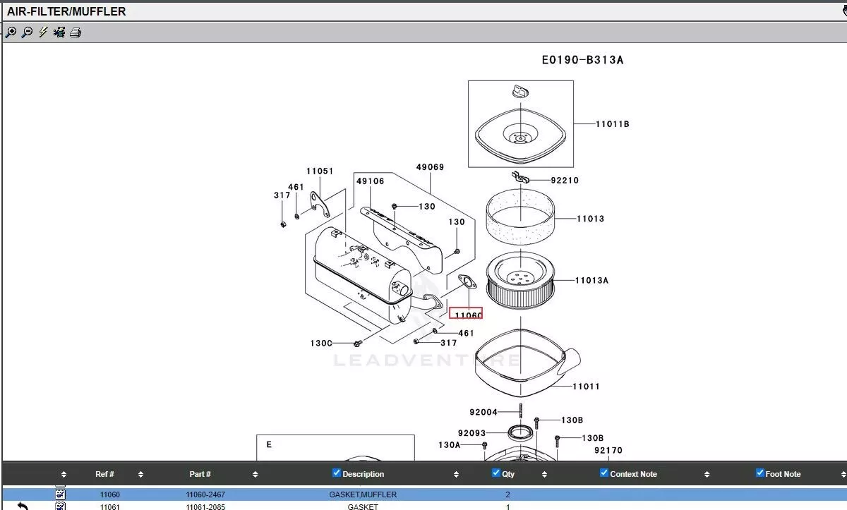 2 Genuine Kawasaki 11060-2467 Muffler Gasket Exhaust FD671D FD711D FD750D - Image 4