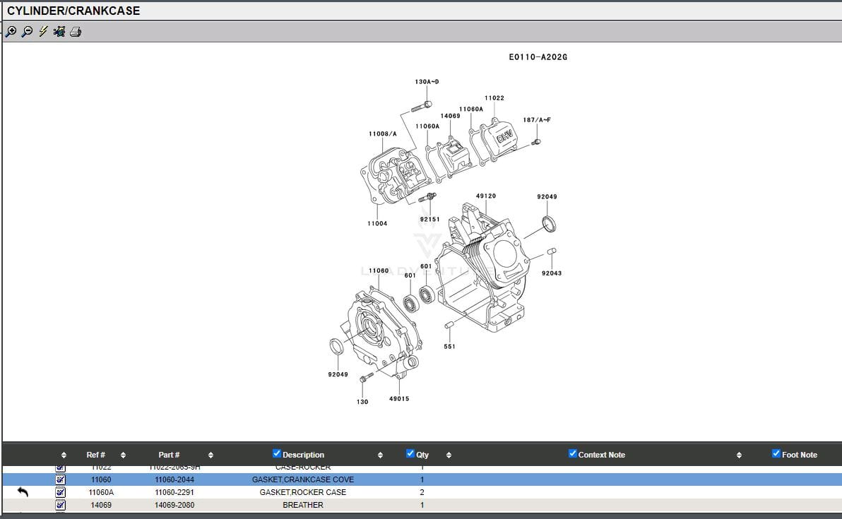 Genuine Kawasaki 11060-2044 Gasket Crankcase Cover FE120D FE120G Toro 1000 - Image 5