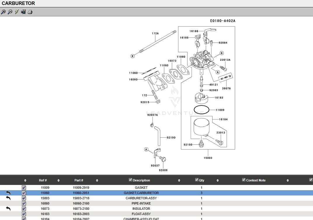 2 Genuine Kawasaki 11060-2051 11009-2142 Carburetor Gaskets 15004-2030 FE120D - Image 4