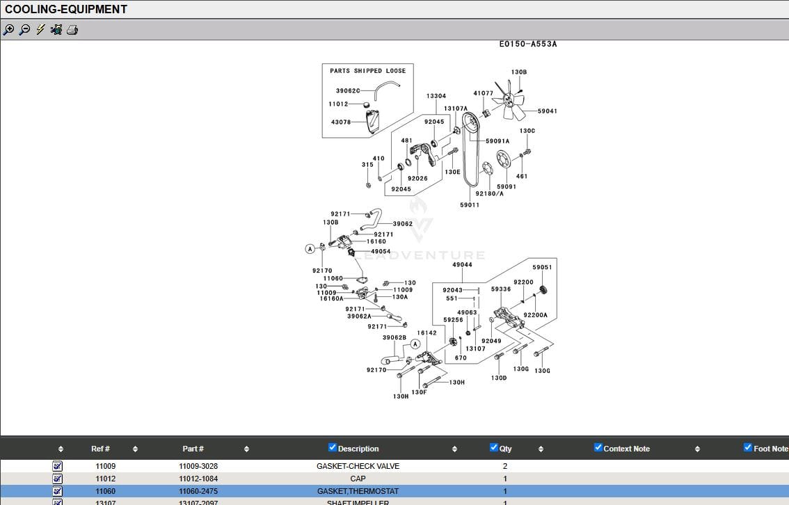 Genuine Kawasaki 11060-2475 Thermostat Gasket FD671D FD750D FD791D FD851D5. - Image 4