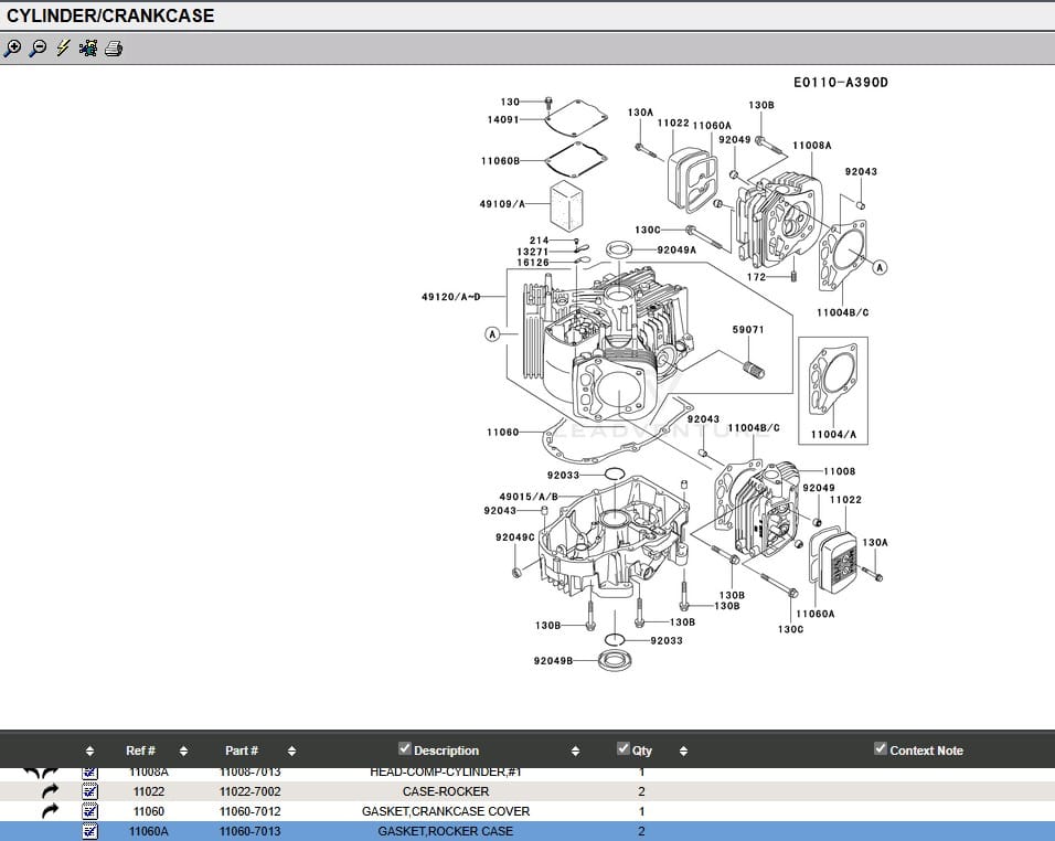 2 Genuine Kawasaki 11060-7013 Rocker Case Gasket FH601V FH641V FH680D FH680V - Image 4