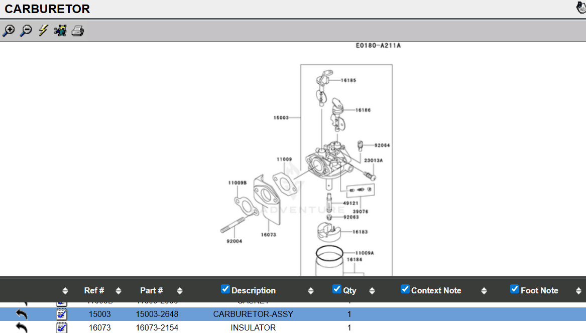 Genuine Kawasaki 15003-2648 Carburetor FE350D Club Car Carry All D FE350 - Image 6