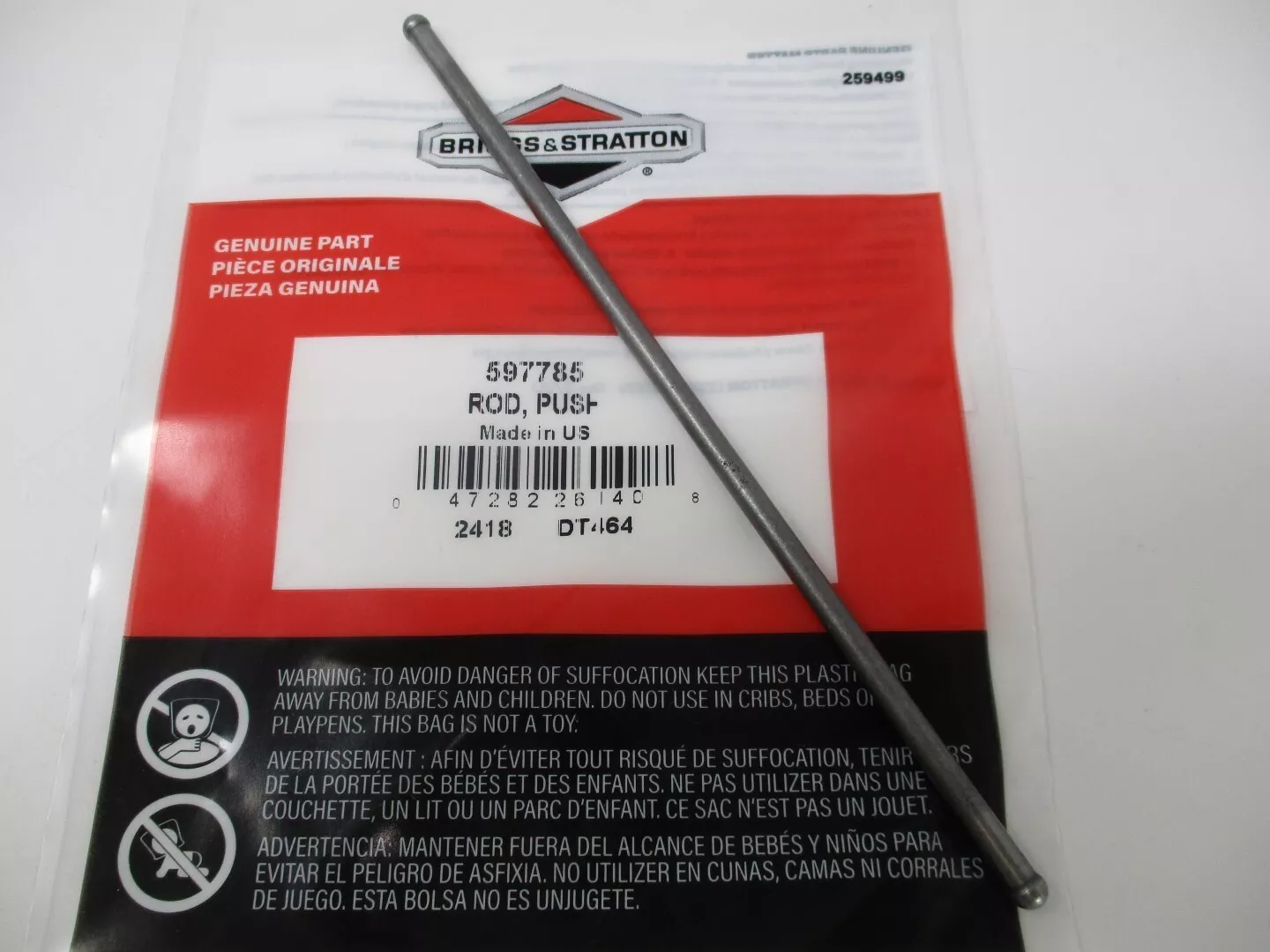 Genuine Briggs & Stratton 597785 690981 Push Rod 20 HP 40R677 40R677 49E877 - Image 3