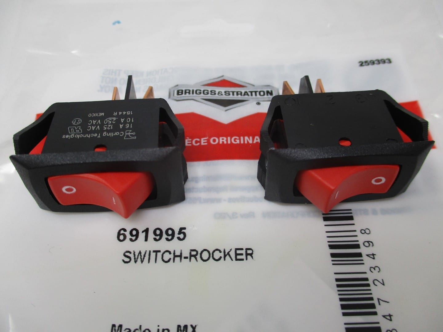 2 Genuine Briggs & Stratton 691995 On Off Rocker Switch 493521 555098 691995 - Image 3