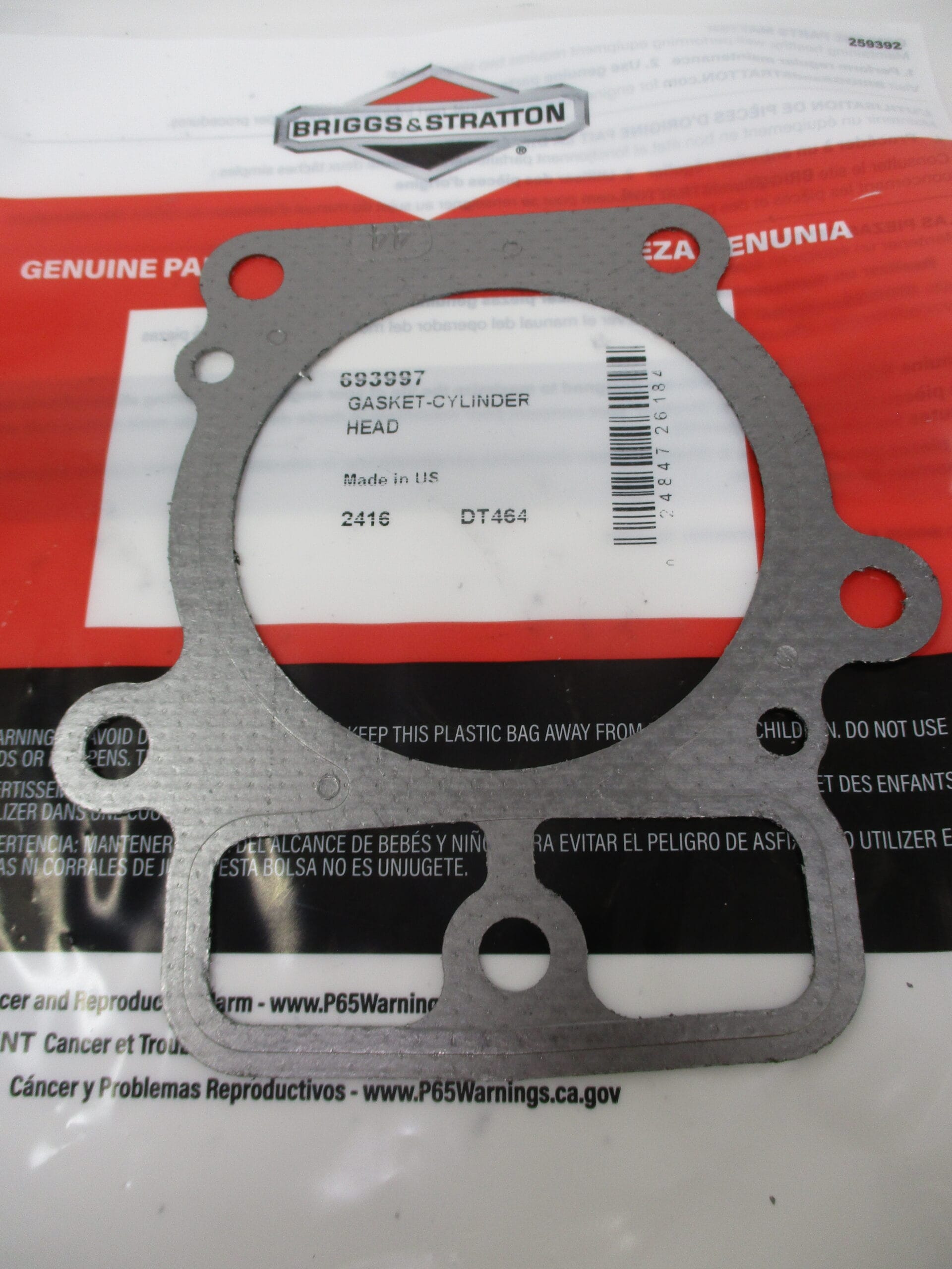 Genuine Briggs & Stratton 693997 Cylinder Head Gasket 690692 & 273372 - Image 3