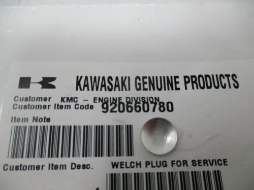 Genuine Kawasaki 92066-0780 Welch Plug FX651V FX691V FX730V 4 Stroke
