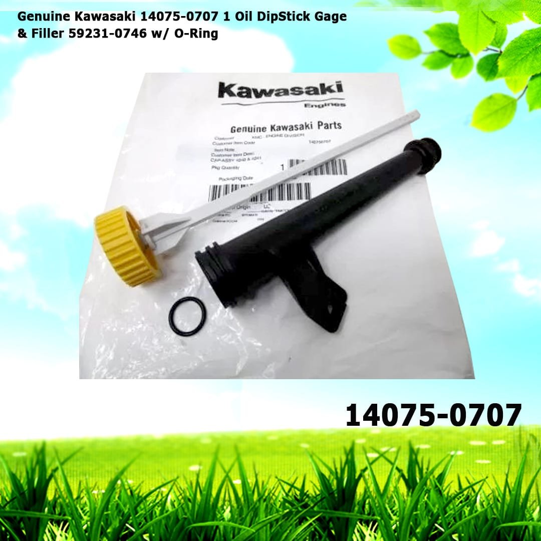 Genuine Kawasaki 14075-0707 1 Oil Dip Stick Gage & Filler 59231-0746 w/ O-Ring