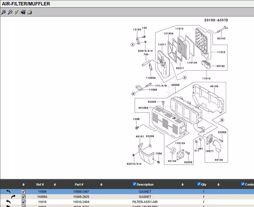 5 Genuine Kawasaki 11009-2487 Exhaust Gasket FE290D FE290 - Image 4