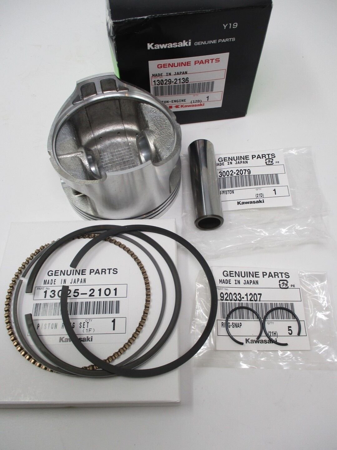 Genuine Kawasaki 13001-2185 Piston 13008-6059 Rings Pin 13029-2079 Snap-Rings