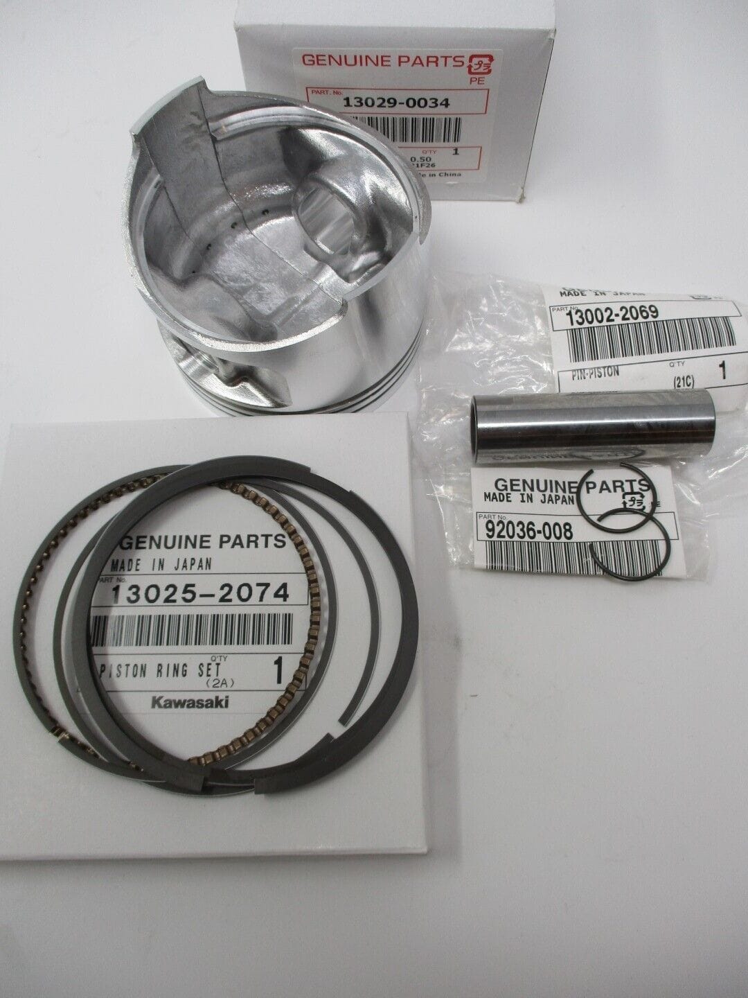 Genuine Kawasaki 13029-0034 Piston 13025-2074 Rings 13002-2069 Pin 92036-008 OS