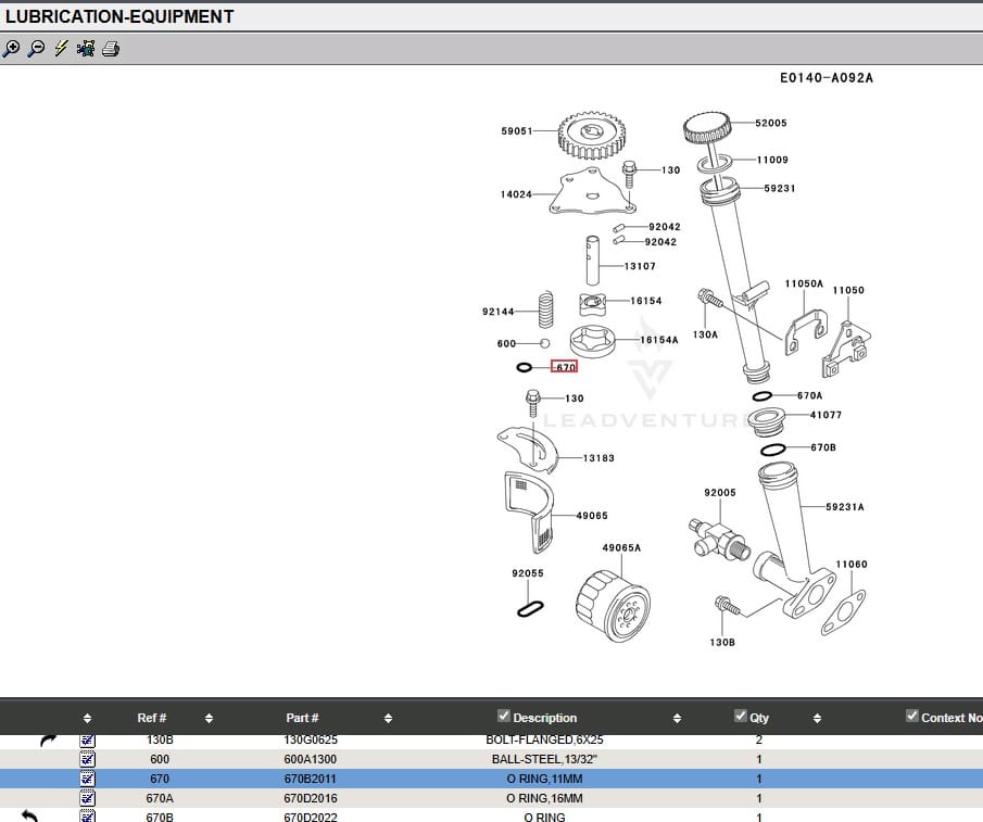 Genuine Kawasaki 670B2011 Lubrication O-Ring FD590V FD611V FD620V FD661D FD671D - Image 4