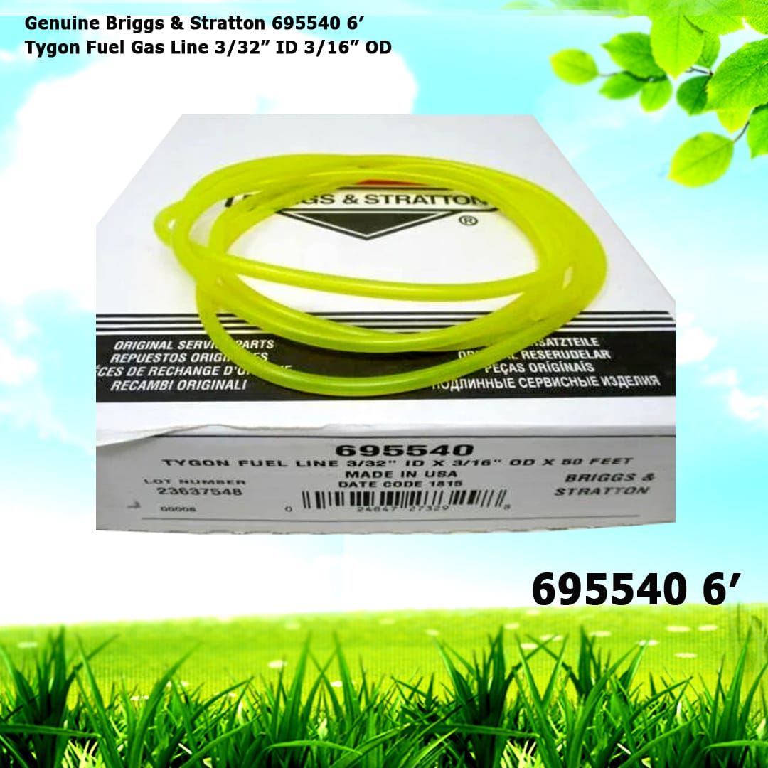 Genuine Briggs & Stratton 695540 6' Tygon Fuel Gas Line 3/32” ID 3/16” OD