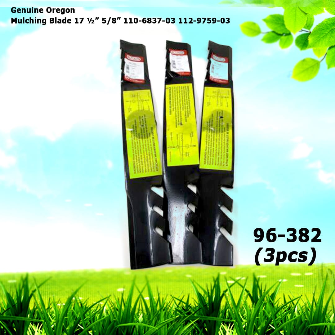 3 Genuine Oregon 96-382 Mulching Blade 17 ½” 5/8” 110-6837-03 112-9759-03