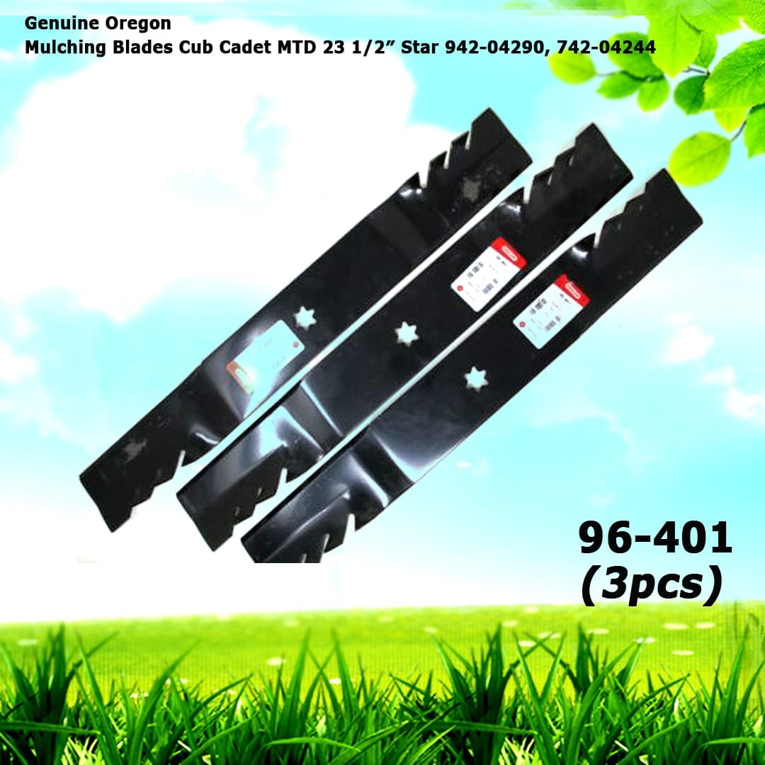 3 Genuine Oregon 96-401 Mulching Blades Cub Cadet MTD 23 1/2" Star 942-04290, 742-04244