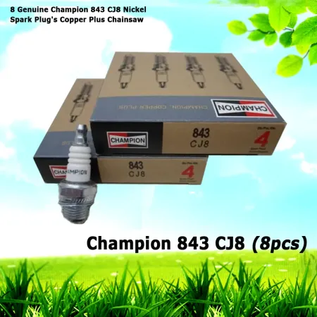 8 Genuine Champion 843 CJ8 Nickel Spark Plug's Copper Plus Chainsaw