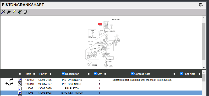 Genuine Kawasaki 13001-2208 Piston 13008-6028 Rings STD Pin 13029-2079 FE350D - Image 5