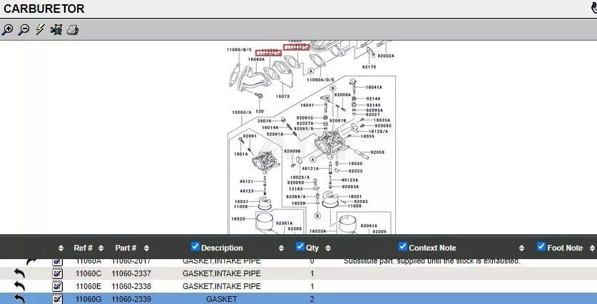 2 Genuine Kawasaki 11060-2339 Carburetor Gasket FB460V FC401V FC420V 15003-2183 - Image 5