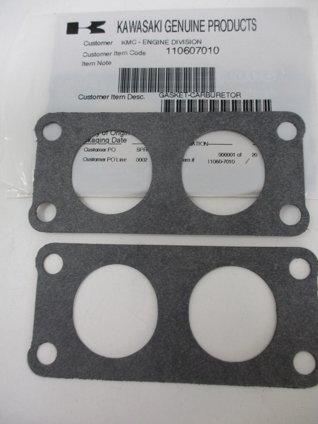 2 Packs Genuine Kawasaki 11060-7010 Carburetor Gasket FH601V FH641V FH680V FH721V - Image 3