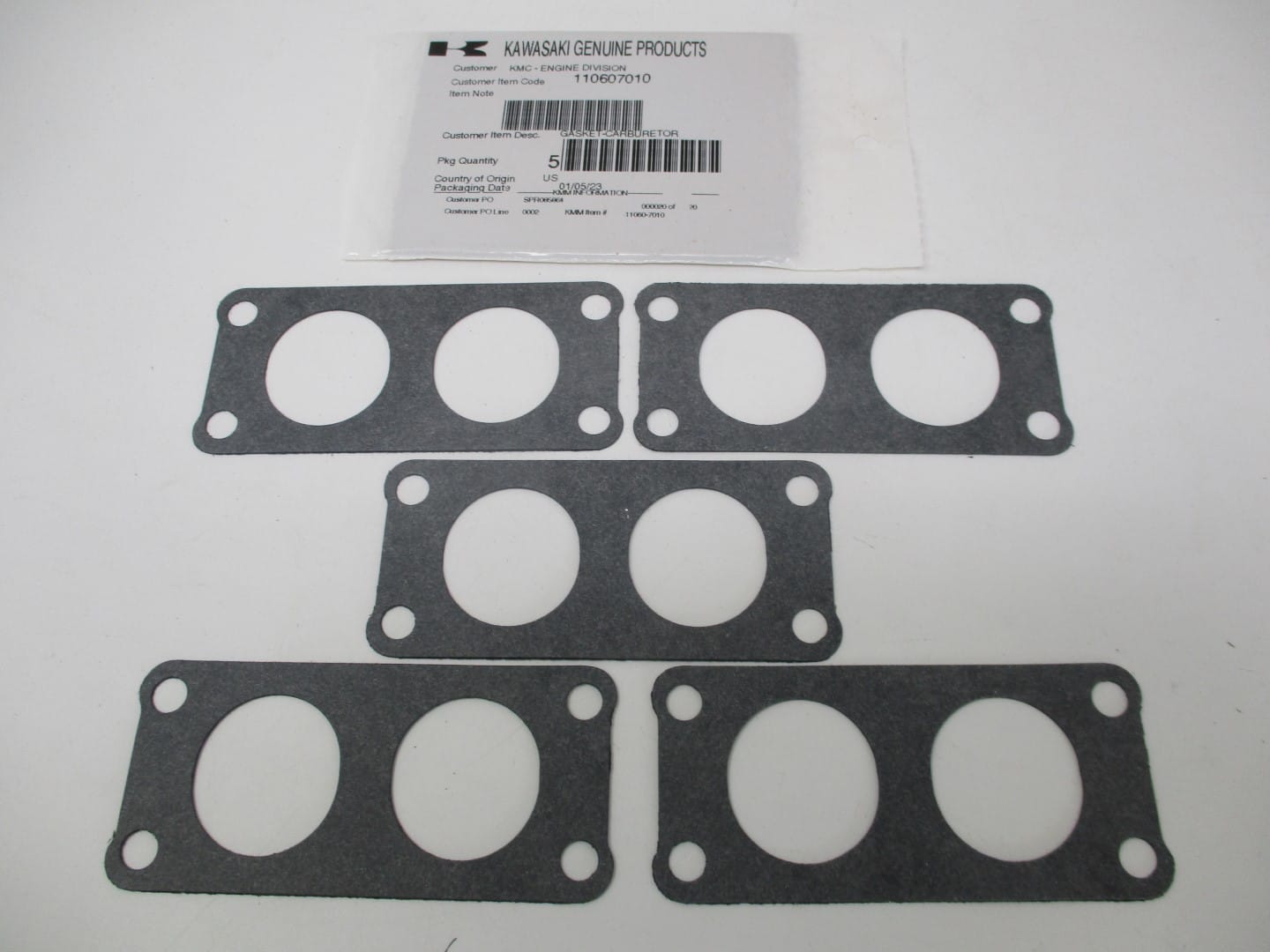 5 Packs Genuine Kawasaki 11060-7010 Carburetor Gasket  FH601V FH641V FH680V FH721V - Image 2