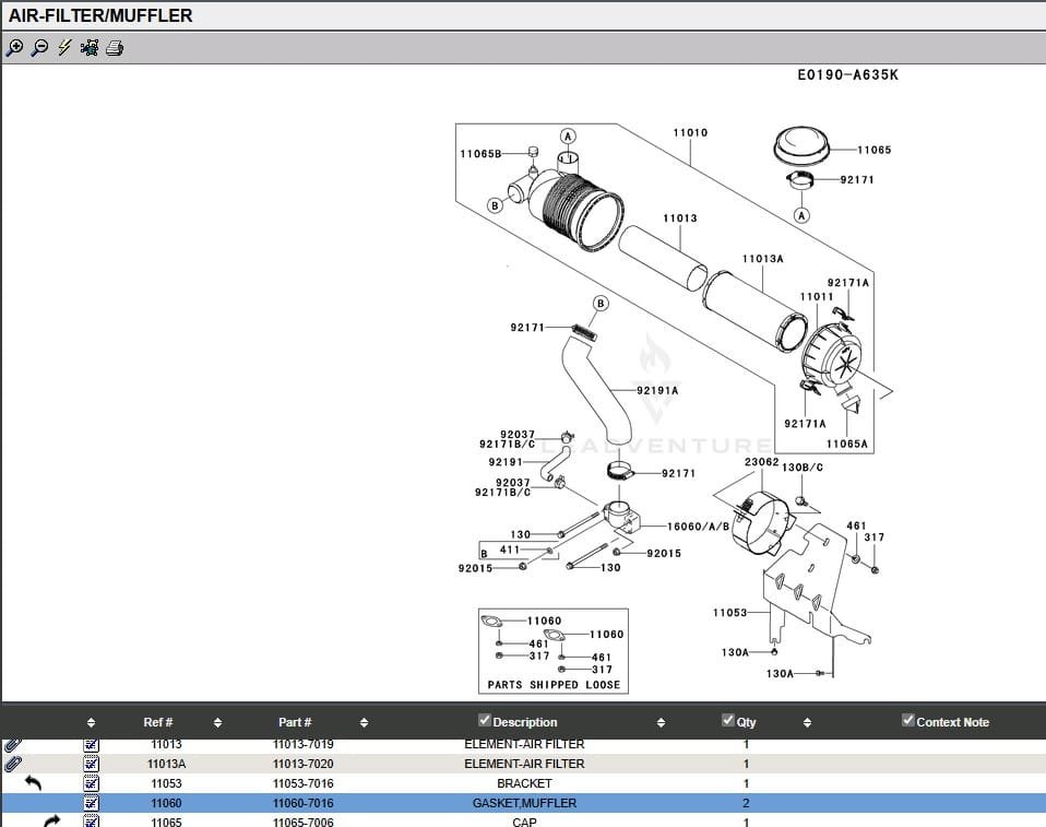 8 Genuine Kawasaki 11060-7016 Muffler Gasket FH721D FH721V FH770D FR541V FR600V - Image 4