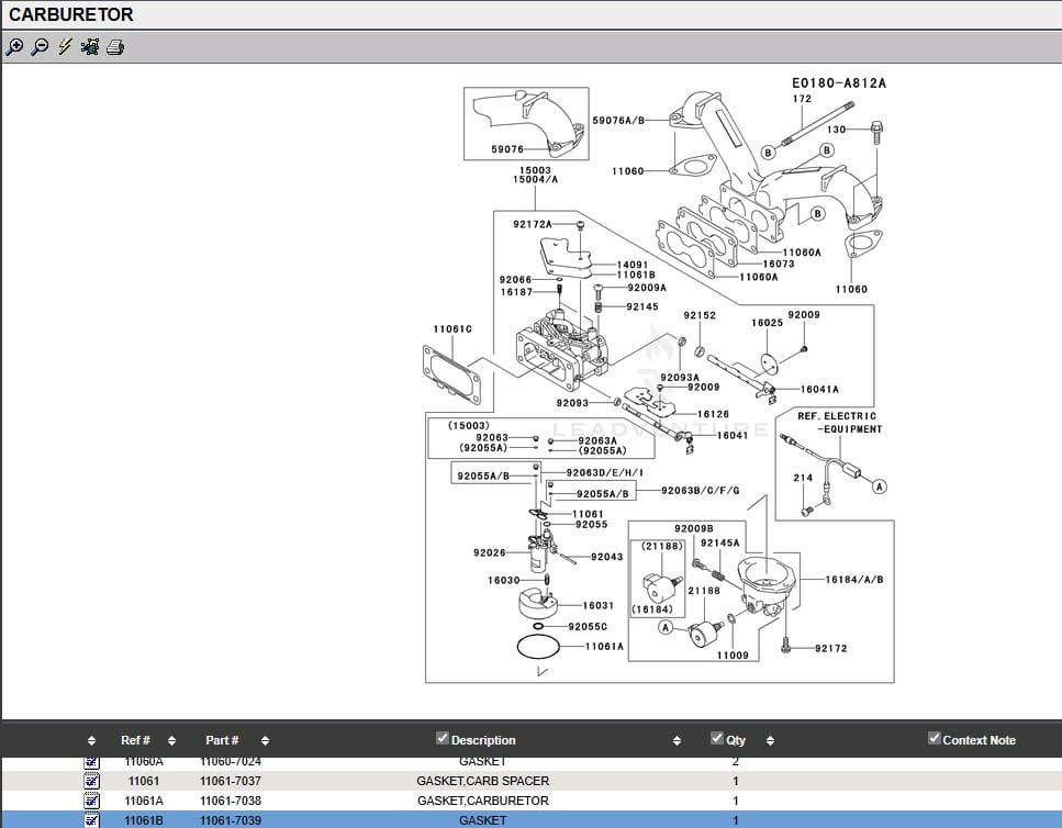 Genuine Kawasaki 11061-7039 Carburetor Gasket FH661V FH680V FH721D FX751V FX801V - Image 4