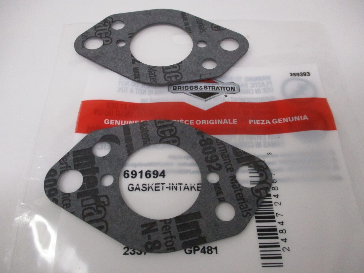 2 Genuine Briggs & Stratton 691694 Intake Gasket 294440 294442 294446 294447 - Image 3