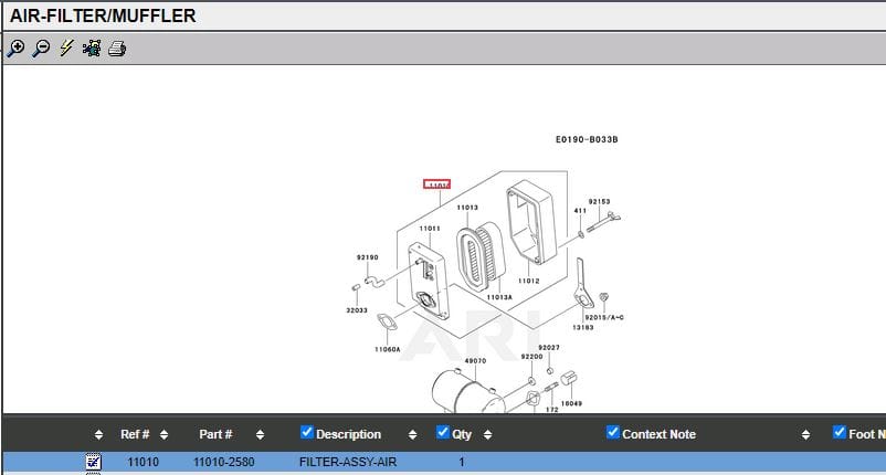 Genuine Kawasaki 11010-2580 Air Filter & Case FE120D 11013-2132 Toro 1000 1600 - Image 3
