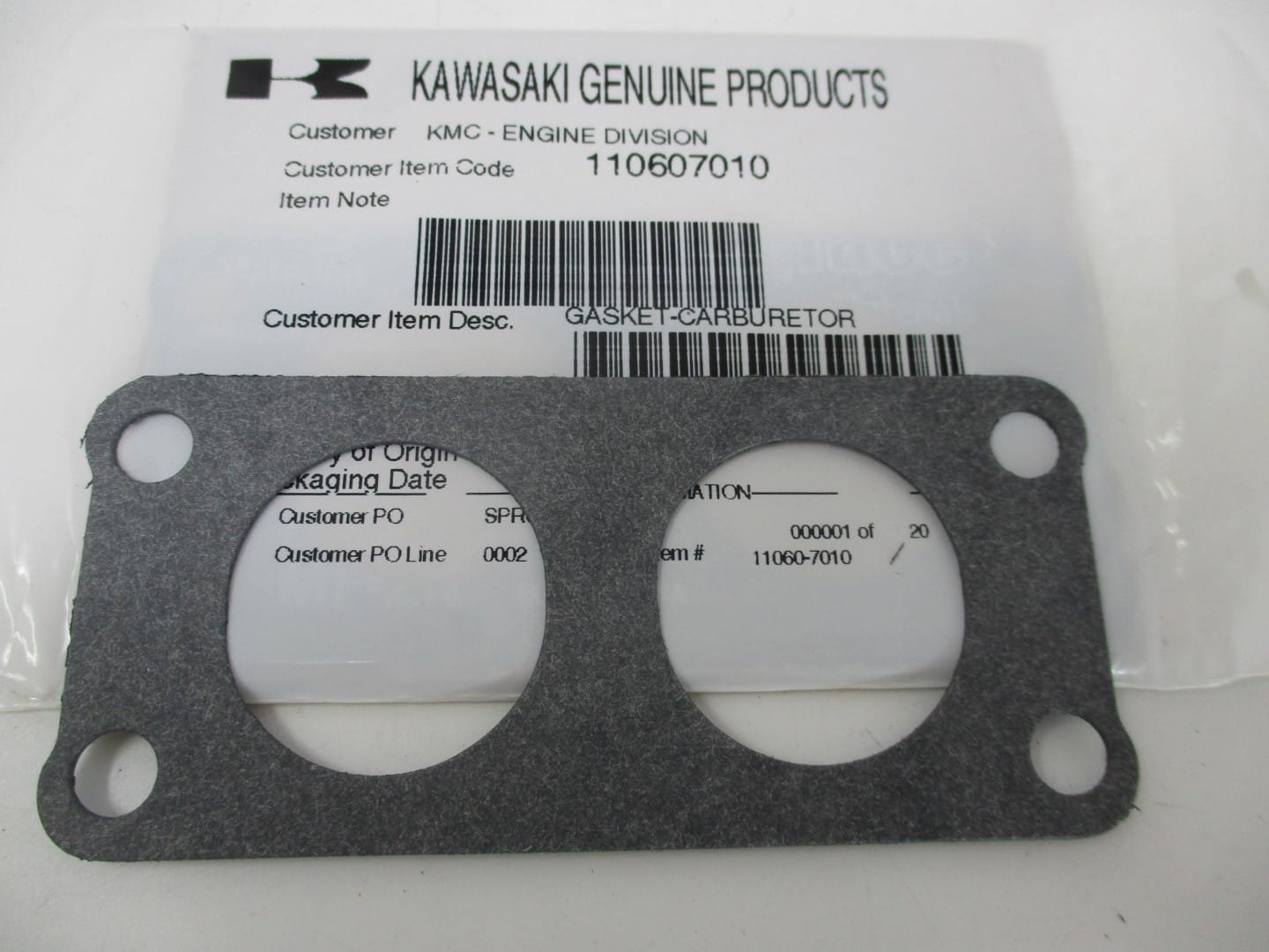 Genuine Kawasaki 11060-7010 Carburetor Gasket FH601V FH641V FH680V FH721V FH770V - Image 3