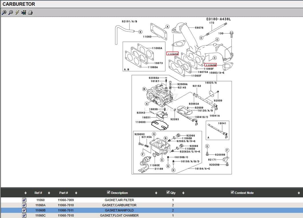 4 Genuine Kawasaki 11060-7011 Intake Manifold Gasket for FH601D FH601V - Image 4