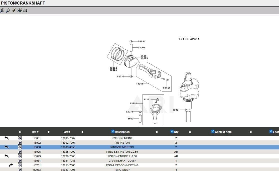 Genuine Kawasaki 13001-7007 / 13001-7006 Piston STD FH601V FH641V FH661V FH680V - Image 7