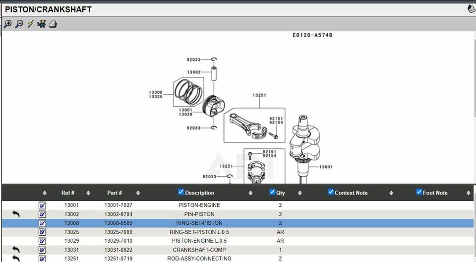 Genuine Kawasaki 13008-0569 Piston Rings Set FR651V FR691V FR730V FS651V FS730V - Image 4