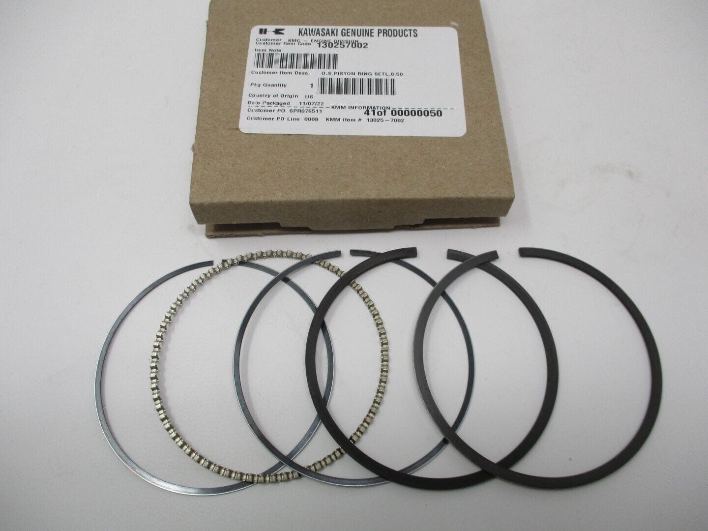 Genuine Kawasaki 13025-7002 Piston Rings OS 0.50 FH601V, FH641V, FH661V, FH680D,